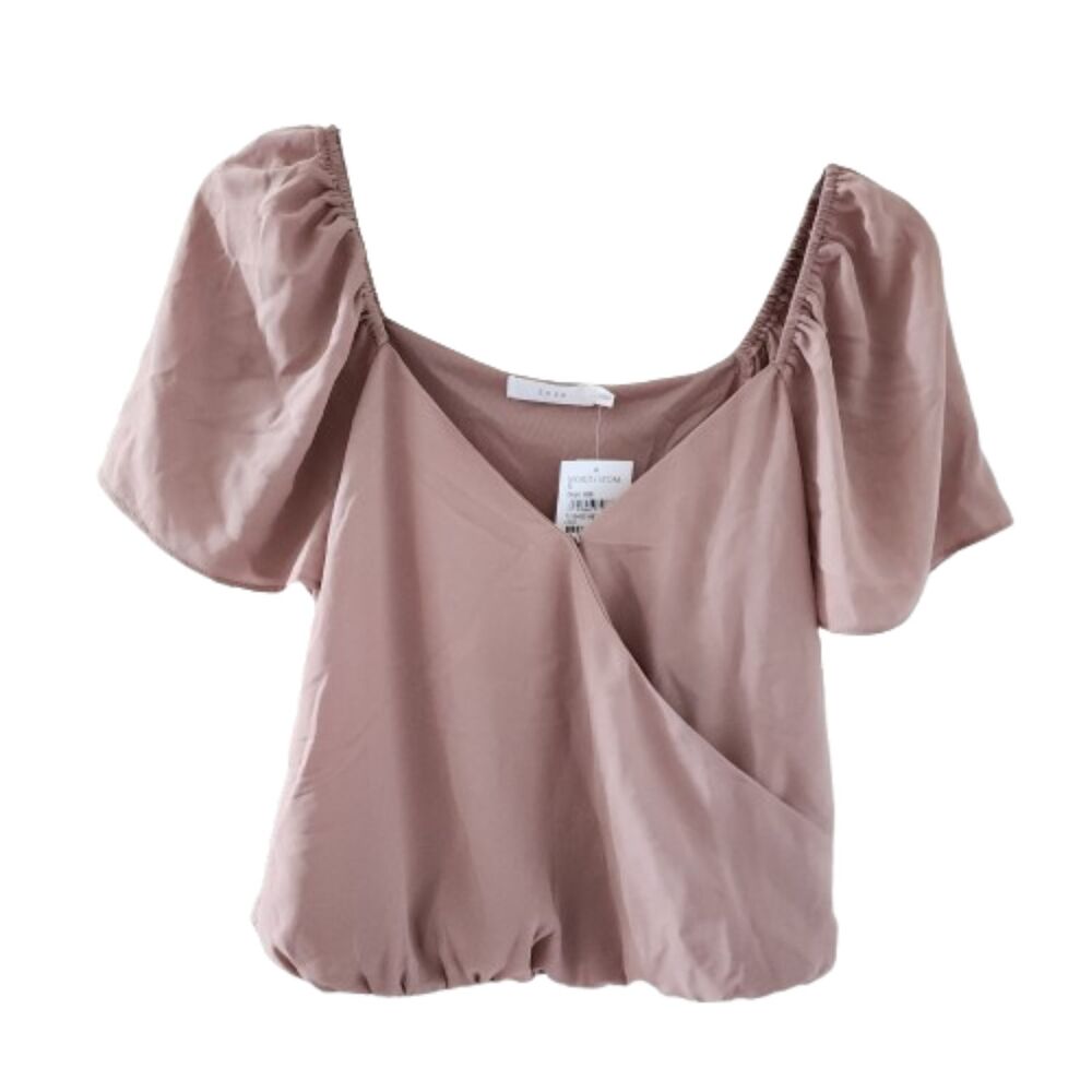 Lush Coco Crop Wrap Top Shirt Small NWT